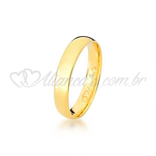 Alianas com brilhante em ouro amarelo 18k - Modelo tradicional ideal para casamento e noivado.