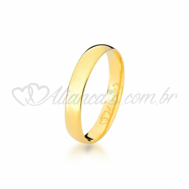 Alianas com brilhante em ouro 18k - 750. Modelo tradicional.