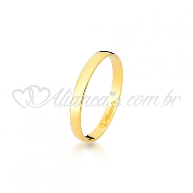 Par de alianas de casamento em ouro 18k -750 - Modelo clssico liso e polido