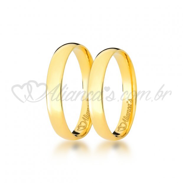 Alianas tradicionais de casamento e noivado em ouro 18k - 750