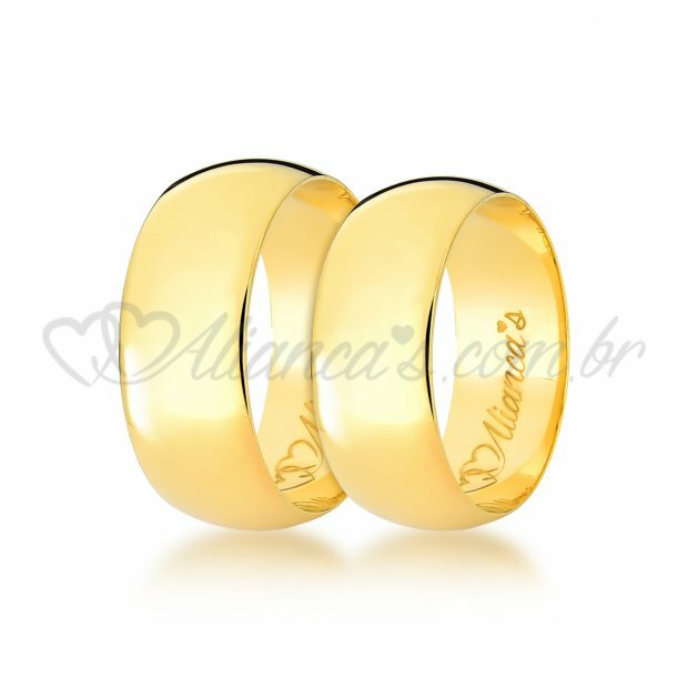 Par de Alianas Clssicas para casamento em ouro amarelo 18k