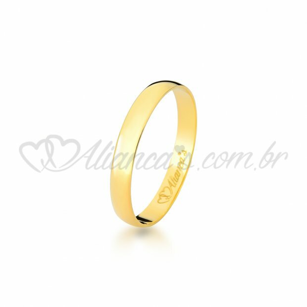 Aliana de casamento em ouro amarelo 18k - 750 - Modelo clssico  abaulado.