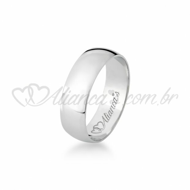 Par de alianas lisas de casamento em ouro branco 18k - 750.