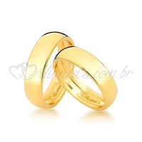 Par de alianças de noivado e casamento concavex em ouro amarelo 18k -