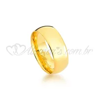 Aliança em ouro amarelo 18k - 750. Acabamento Semi Anatômico e Abaulado.