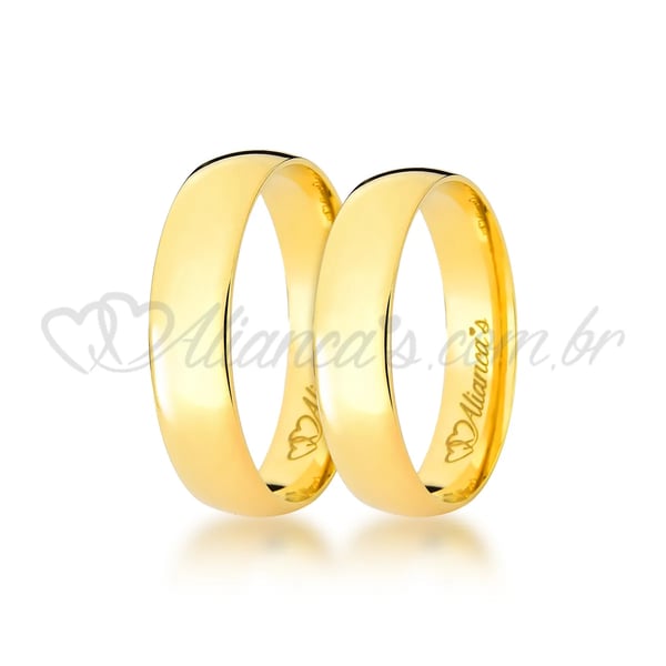 Alianças para casamento e noivado em ouro 18k - 750 - Modelo tradicional.