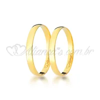 Par de aliança tradicional  para casamento em ouro 18k.