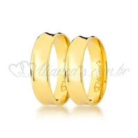 Par de alianças trabalhadas em ouro amarelo 18k - 750