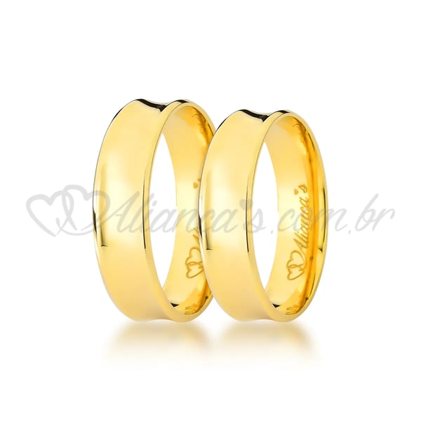 Par de alianças trabalhadas em ouro amarelo 18k - 750