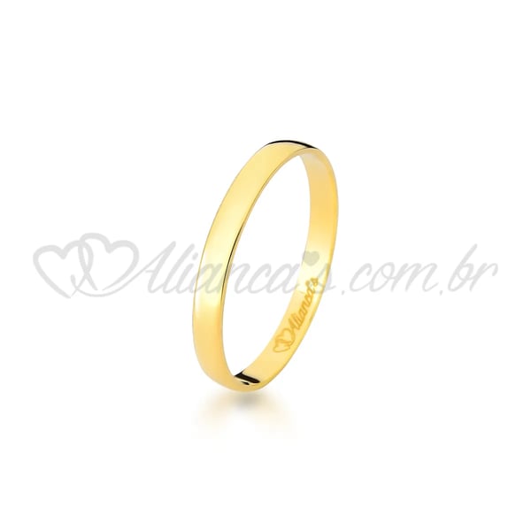 Aliança de casamento em ouro 18k - 750 -  Modelo clássico liso e polido.