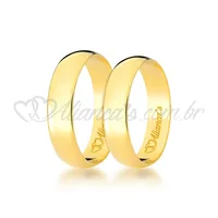 Par de alianças para noivado em ouro 18k - 750. Modelo clássico abaulado.