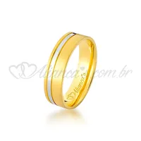 Par de alianças com brilhantes em ouro amarelo e branco 18k - 750