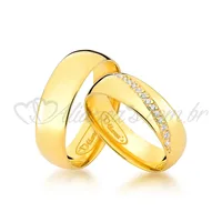 Alianças com brilhante para casamento e noivado em ouro 18k - 750