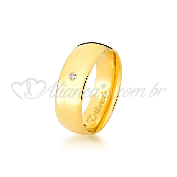 Aliança de noivado e casamento modelo tradicional com brilhante em ouro 18k - 750