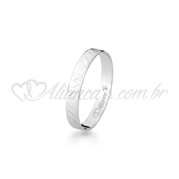 Aliança de casamento em ouro branco 18k -