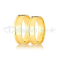 Par de alianças com brilhante em ouro 18k - Perfeitas para casamento