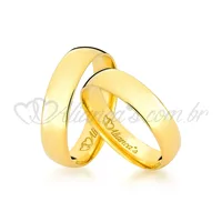 Alianças para casamento e noivado em ouro 18k - 750 - Modelo tradicional.
