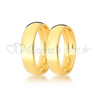 Par de alianças de noivado e casamento concavex em ouro amarelo 18k -