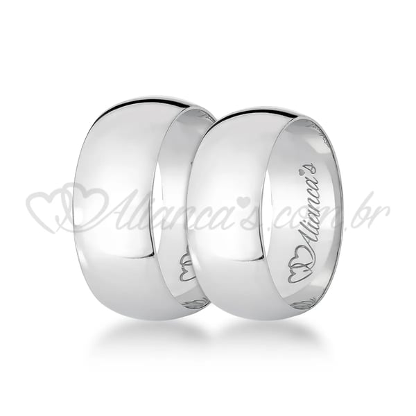 Par de alianças em ouro branco 18k - Ideal para casamento e noivado