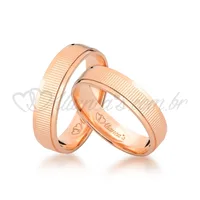 Par de alianças lisas de noivado e casamento em ouro rose 18K-  Acabamento semi anatômico e diamantado