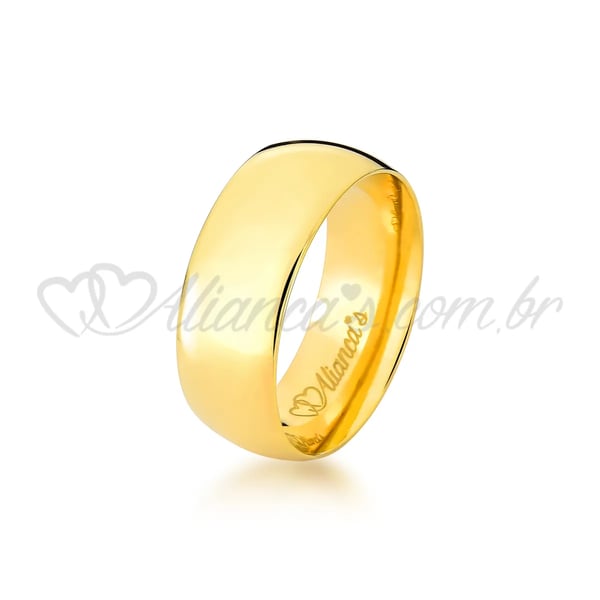 Aliança de noivado e casamento em ouro amarelo 18k - 750. Modelo tradicional liso e polido.