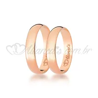Par de alianças de casamento em ouro rose 18k - 750