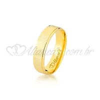 Aliança de noivado e casamento trabalhada em ouro amarelo 18k - 750