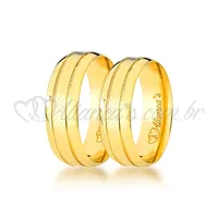 Par de alianças para casamento e noivado em ouro amarelo 18k - Trabalhada manualmente