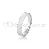 Aliança de casamento em ouro branco 18k - Acabamento  semi anatômico e diamantado