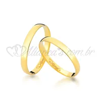 Par de aliança tradicional  para casamento em ouro 18k.