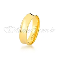 Aliança de noivado e casamento em ouro amarelo 18k - Acabamento semi anatômico e côncavo
