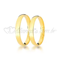 Alianças de casamento e noivado em modelo tradicional  de ouro 18k - 750