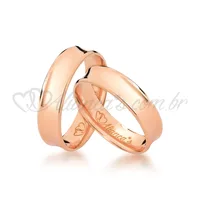 Par de alianças em ouro rose 18k - Acabamento côncavo e diamantado