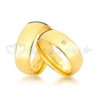 Alianças de casamento com brilhante em ouro 18k - Modelo tradicional.