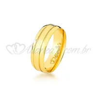 Par de alianças para casamento e noivado em ouro amarelo 18k - Trabalhada manualmente