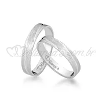 Par de Alianças perfeitas para casamento e noivado em ouro branco 18k - Acabamento diamantado