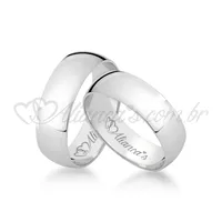 Par de alianças lisas de casamento em ouro branco 18k - 750.