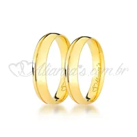 Par de alianças para casamento e noivado em ouro 18k - Acabamento abaulado e liso