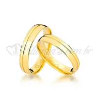 Par de alianças para noivado e casamento em ouro 18k - 750 - Peso 6.70 gramas