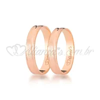 Par de alianças em ouro rose 18k - 750. Ideal para casamento e noivado