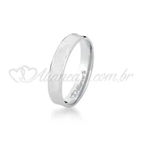 Aliança de casamento em ouro branco 18k - Acabamento  semi anatômico e diamantado
