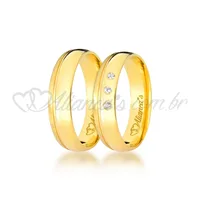 Par de alianças com brilhantes em ouro 18k - 750