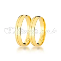 Par de alianças para noivado e casamento em ouro 18k - 750 - Peso 6.70 gramas