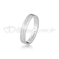Par de Alianças perfeitas para casamento e noivado em ouro branco 18k - Acabamento diamantado