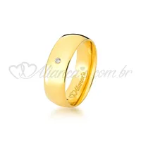 Alianças de casamento com brilhante em ouro 18k - Modelo tradicional.