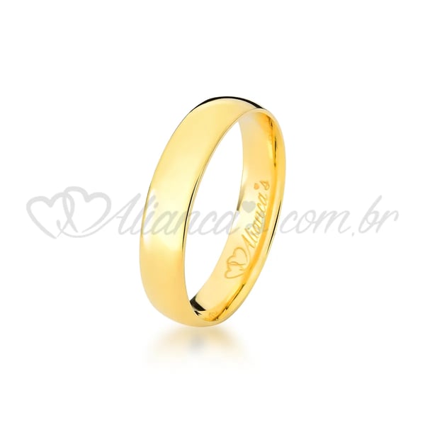 Aliança de noivado e casamento em ouro amarelo 18k - 750. Modelo tradicional.