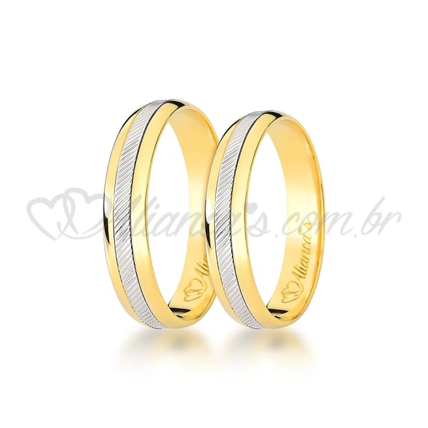 Par de alianças em cores de ouro 18k - 750. Perfeita para noivado e casamento
