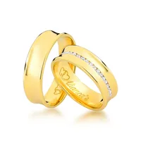 Par de alianças com brilhantes em ouro 18k - 750