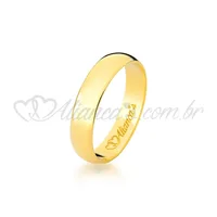 Alianças para casamento em ouro 18k - 750, modelo clássico, liso e polido.