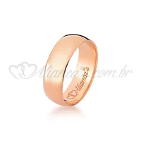 Par de alianças lisas em ouro rose 18k - Acabamento abaulado e polido